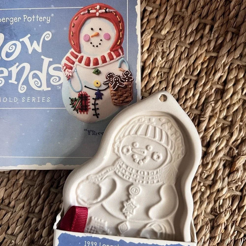 NEW Longaberger 1999‎ Pottery Snow Friends Cookie Molds ~ Snowball & Flurry